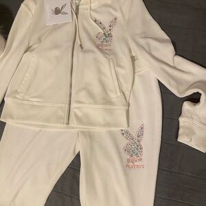 🚫Sold🚫Playboy Cream Velour Tracksuit with Iconic Logo